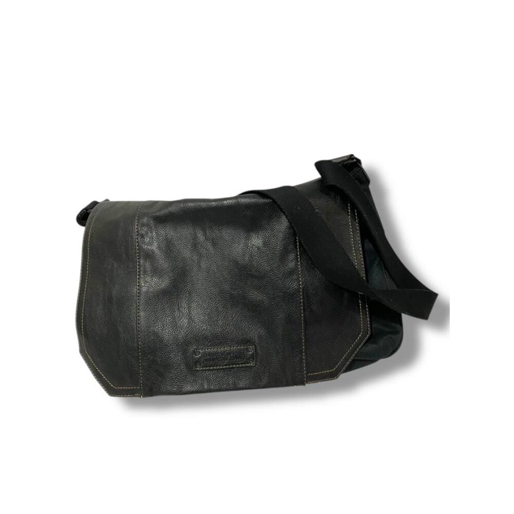 Andrew Marc New York Vegan Leather  Cotton Messenger Bag‎ Black